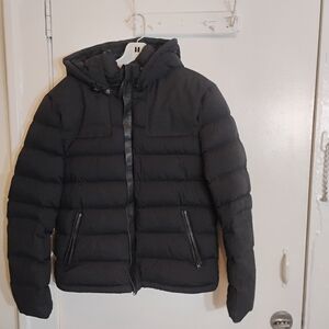 Mackage Down Puffer Jacket Mens 38 Leather Trim Coat Hooded